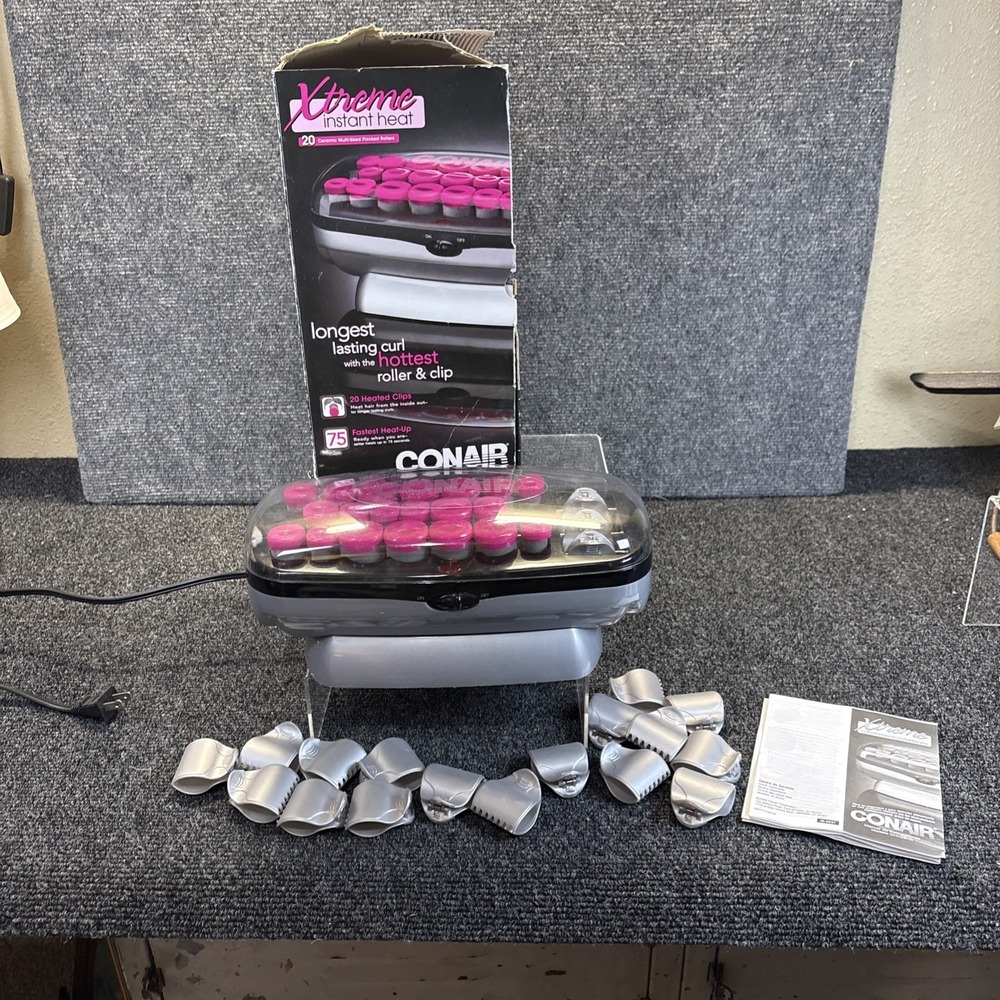 Conair Xtreme Instant Heat 20 Multi-Sized Flocked Rollers Curlers Clips CHV26HXW